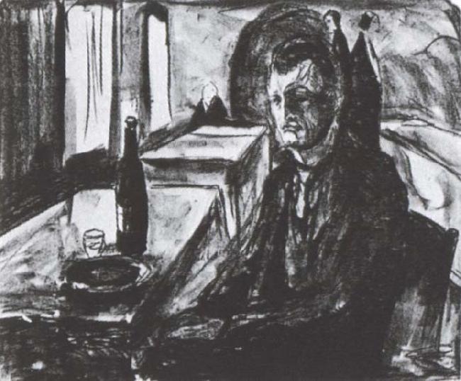 Edvard Munch Winebottle and myself oil painting image